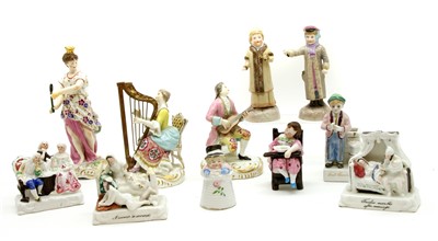 Lot 504 - Victorian china fairings and Dresden figurines