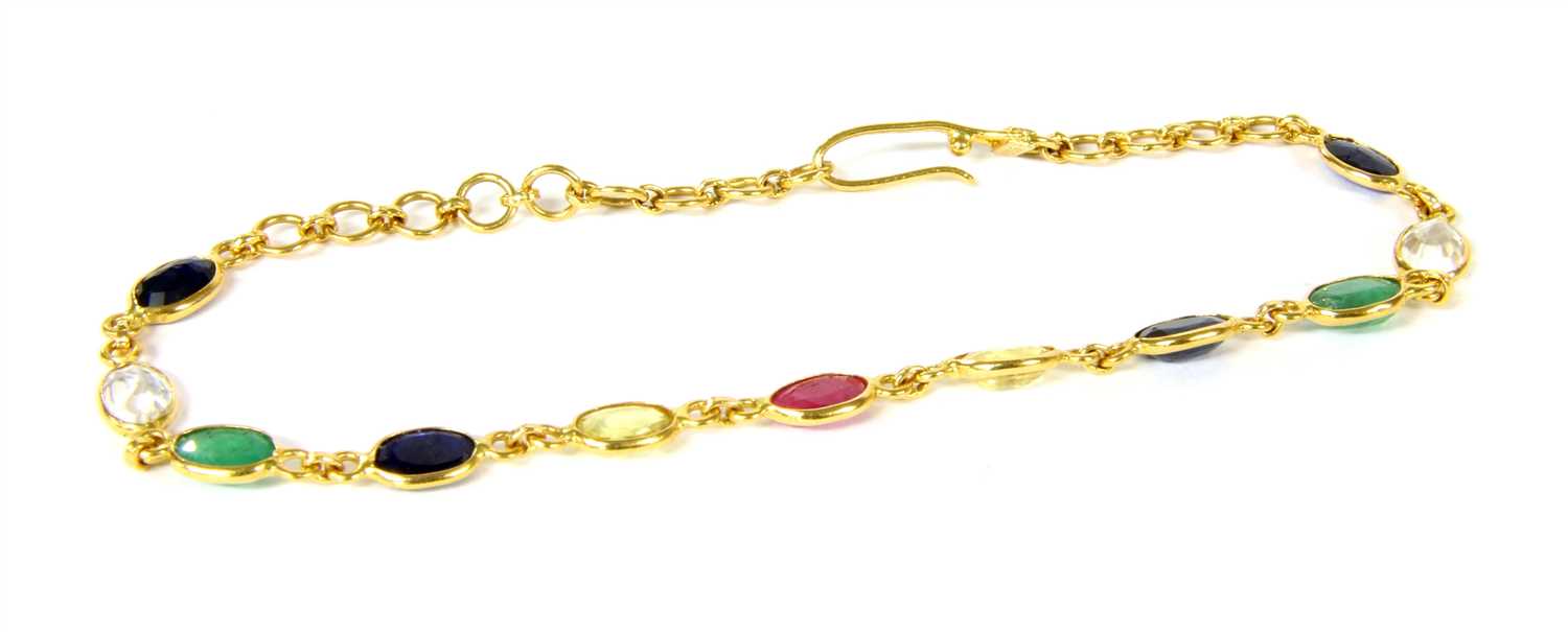 Lot 5 - A gold assorted gemstone bracelet