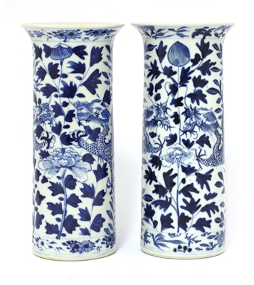 Lot 405 - A pair of Chinese blue and white vases