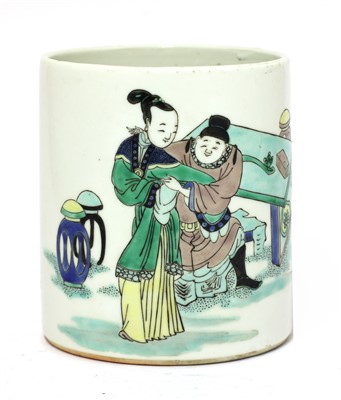 Lot 63 - A Chinese famille verte brush pot