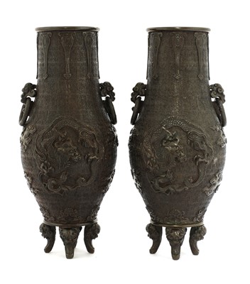 Lot 217 - A pair of Japanese bronze vases