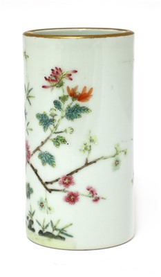 Lot 98 - A Chinese famille rose brush pot