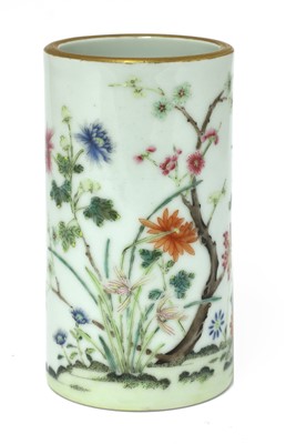 Lot 98 - A Chinese famille rose brush pot