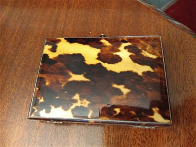 Lot 155 - A tortoiseshell, ivory and pique work card case