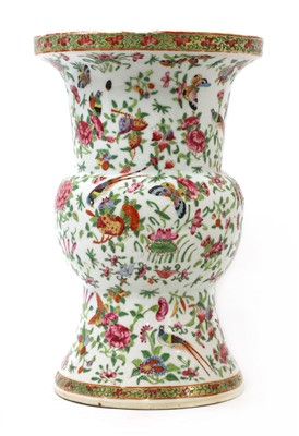 Lot 69 - A Chinese Canton enamelled famille rose gu vase