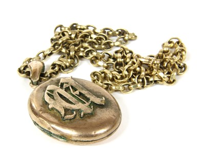 Lot 284 - A gilt metal locket on 9ct gold chain