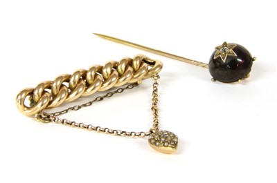 Lot 283 - A gold, split pearl and diamond bar brooch