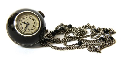Lot 305A - A silver enamel globe mechanical pendant watch
