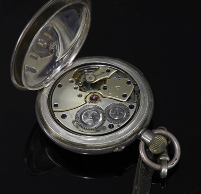 Lot 590 - A silver open-faced repeater pocket watch