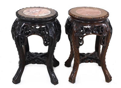 Lot 444 - Two Chinese hardwood jardinière stands