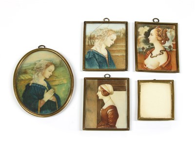 Lot 1111 - A collection of five late 19th century portrait miniatures