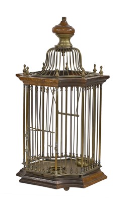 Lot 784 - A mahogany and brass pagoda birdcage