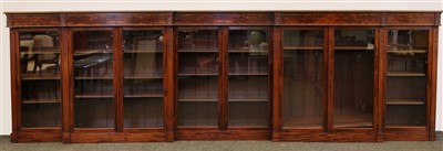 Lot 677 - A large Edwardian mahogany breakfront bookcase