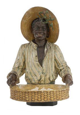 Lot 227 - A terracotta and painted bust-length blackamoor figure