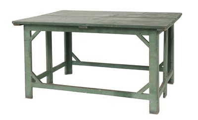 Lot 647 - A green painted folding teak table