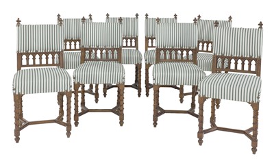 Lot 838 - A set of eight walnut Gothic Revival dining chairs