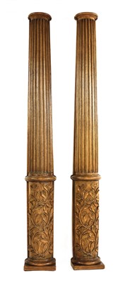 Lot 805 - A pair of oak pilaster columns