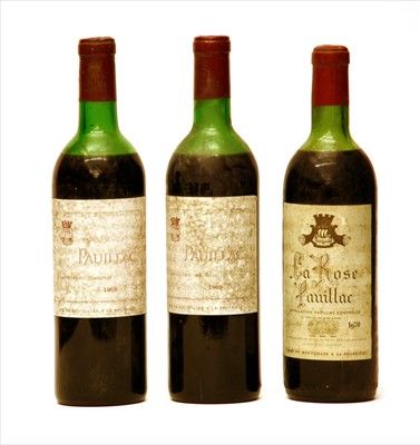 Lot 270 - Pauillac produced by Chateau Latour, 1969, two bottles and one other, three bottles in total