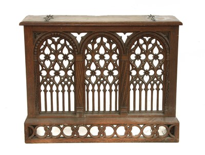 Lot 723 - An oak radiator cover of ecclesiastical influence