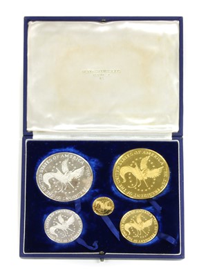 Lot 225 - Medallions, a John F. Kennedy gold and silver five medal set