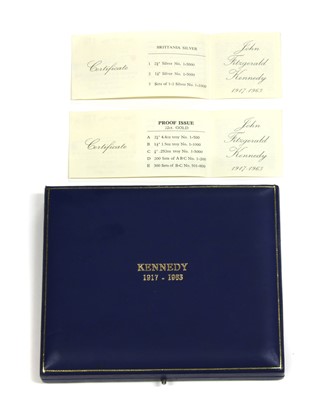 Lot 225 - Medallions, a John F. Kennedy gold and silver five medal set