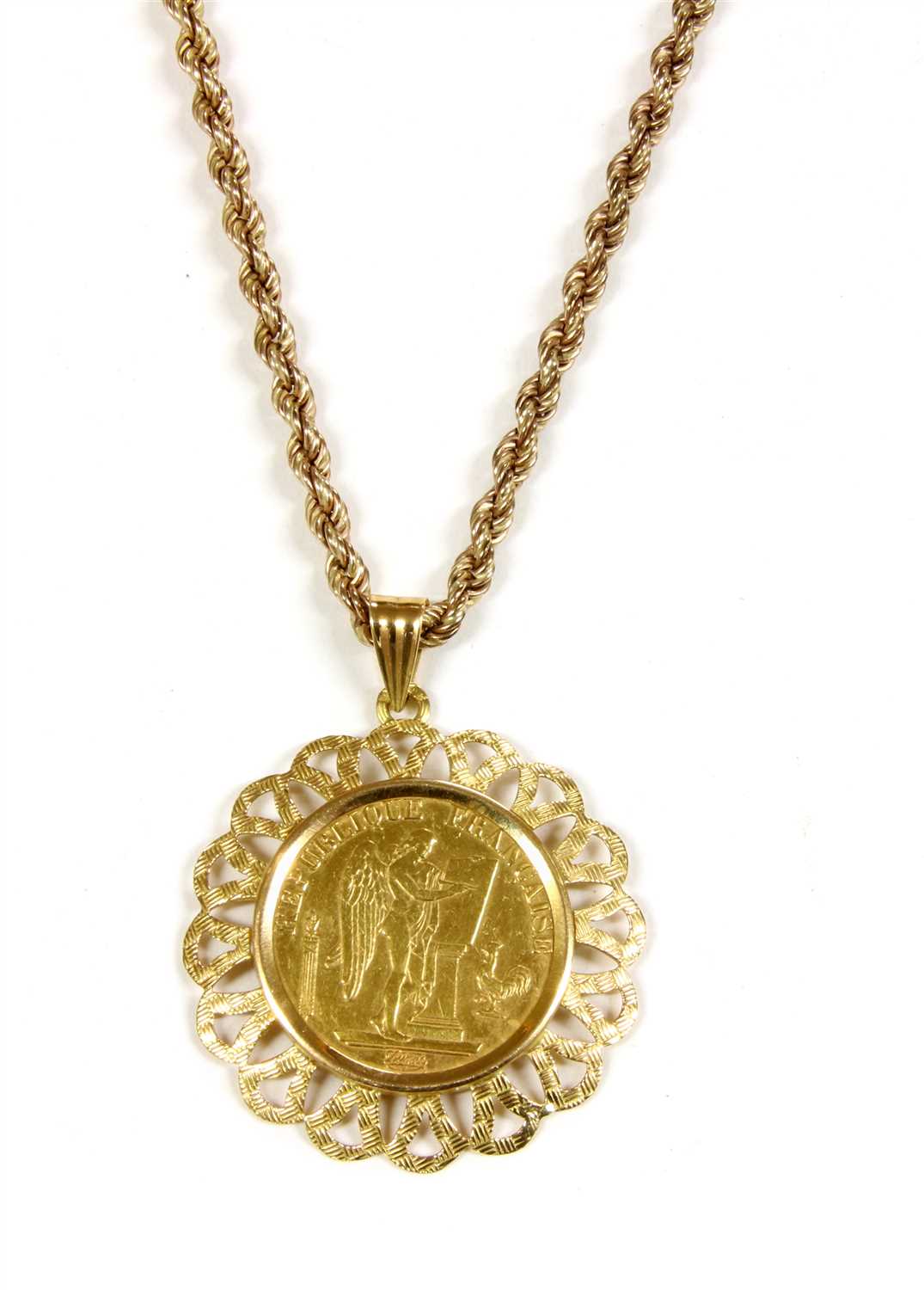 Lot 28 - An 1896 20 Francs coin necklace