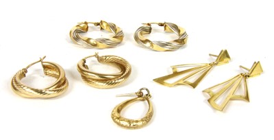 Lot 55 - A pair of 9ct gold openwork fan earrings