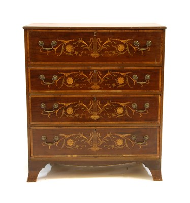 Lot 603A - A George III inlaid mahogany secretaire chest