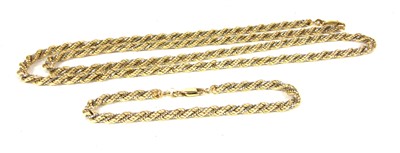 Lot 42 - A 9ct gold rope chain necklace and bracelet suite