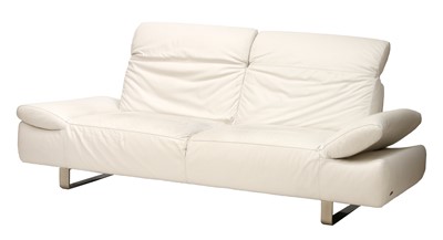 Lot 645 - A modern Italsofa white leather two seater sofa