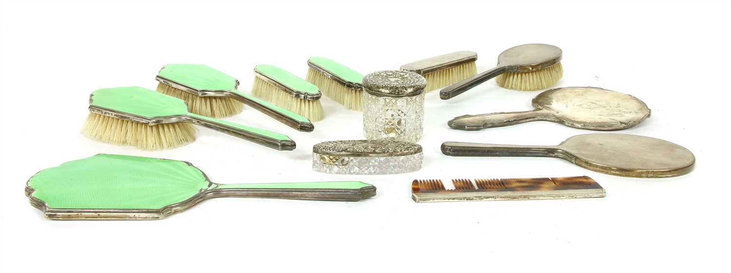 Lot 357 - A box of silver dressing table items