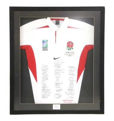 Lot 612 - An official England Rugby World Cup 2003 Champion autographed shirt