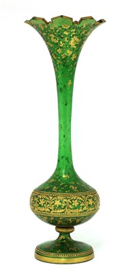 Lot 241 - A green and gilt-highlighted Bohemian glass vase