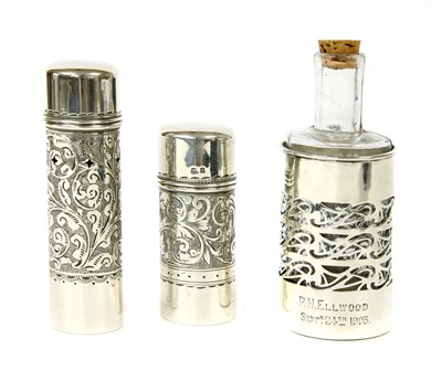 Lot 424 - A pair of silver mounted scent bottles