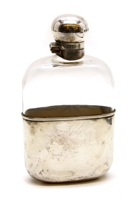 Lot 419 - A late Victorian silver and glass hip flask