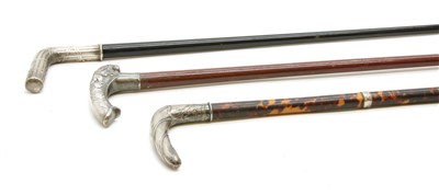 Lot 462 - An early 20th century Continental tortoiseshell and silver walking stick