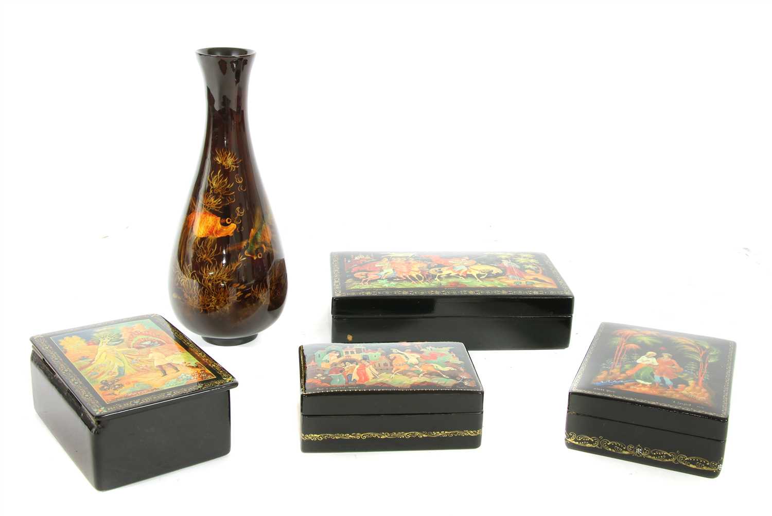 Lot 358 - Four Russian lacquer boxes