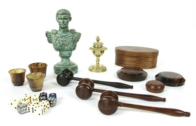 Lot 441 - Sundry items including three modern treen gavels and bases