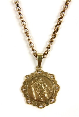 Lot 312 - A 9ct gold St. Christopher pendant and chain