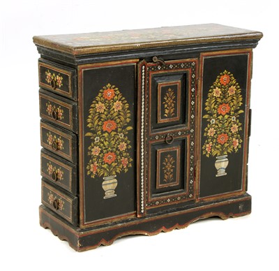 Lot 666 - A Tibetan style painted and ebonised cabinet