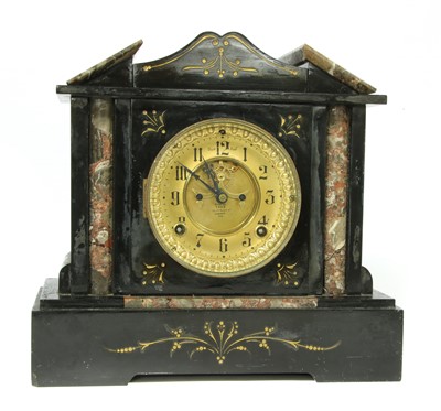 Lot 480A - A Victorian slate and rouge marble eight day mantel clock