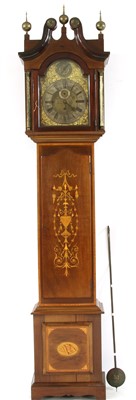 Lot 692 - An Edwardian mahogany, satinwood crossbanded and marquetry inlaid longcase clock