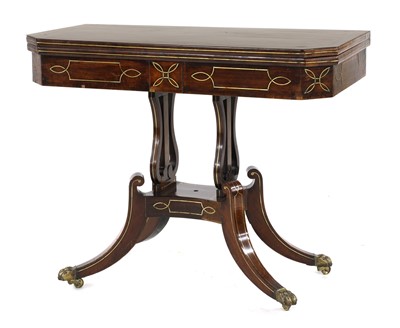 Lot 786 - A Regency mahogany, rosewood crossbanded and brass inlaid card table