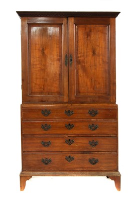 Lot 695 - A Georgian mahogany linen press