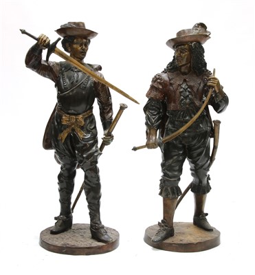 Lot 1630 - A pair of painted spelter cavaliers