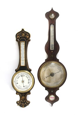 Lot 199A - A Victorian brass inlaid rosewood wheel barometer