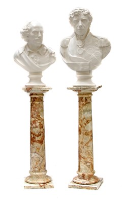 Lot 1596 - A pair of marble columns