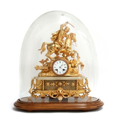 Lot 1419 - A gilt spelter mantel clock