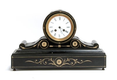 Lot 1447 - A Victorian black marble mantel clock