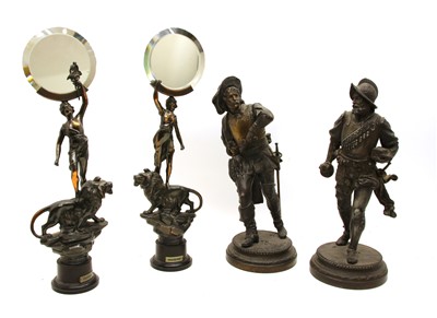 Lot 1407 - A pair of spelter soldiers